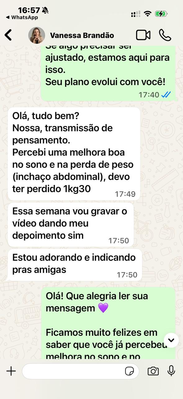 Depoimento de cliente MenoBox pelo WhatsApp